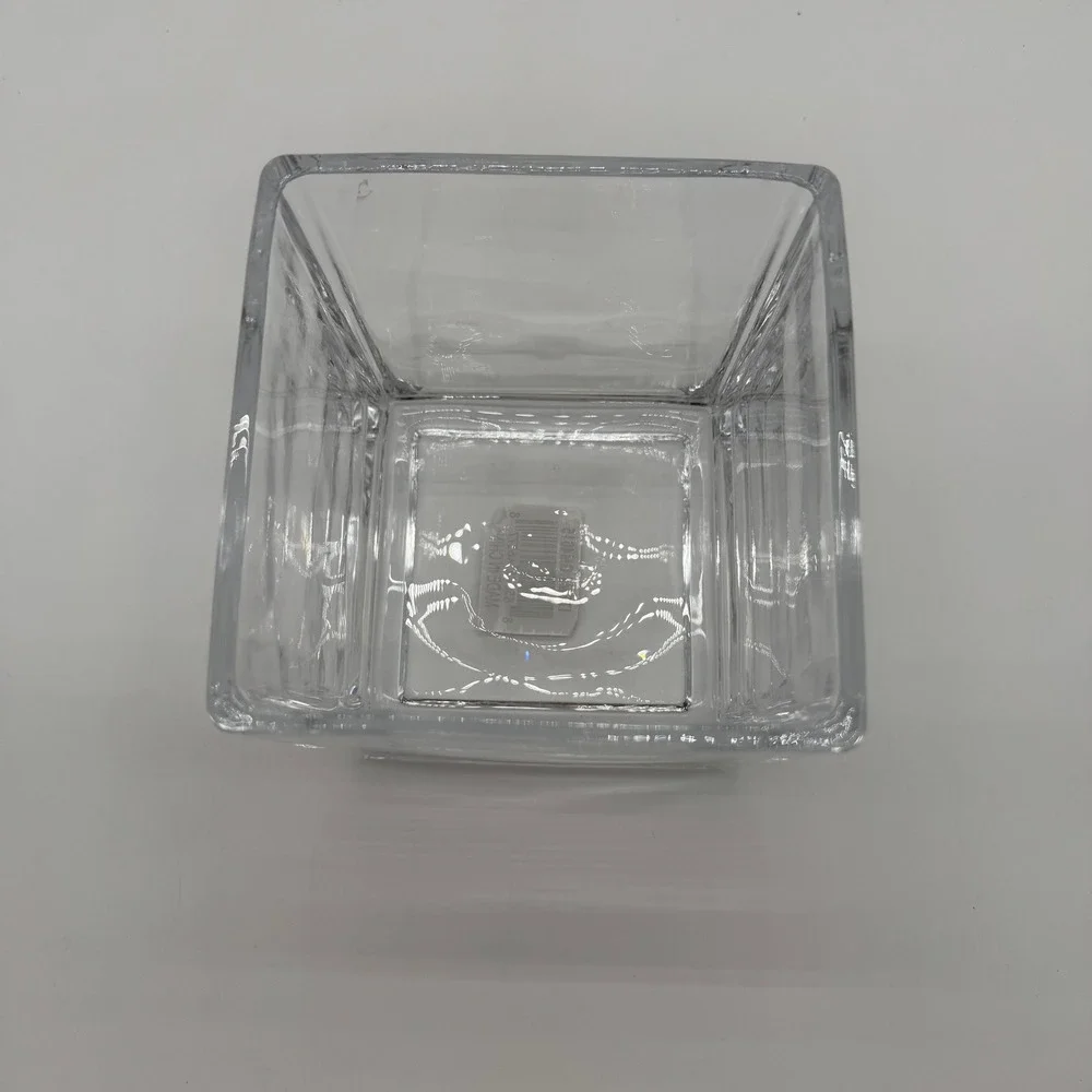 Clear Glass Square Cube Vase 4 Inch Minimalist Floral Centerpiece Home Decor